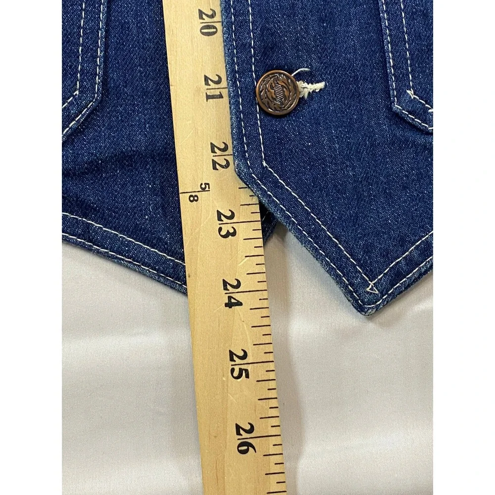 Vintage Gilleys Pasadena Texas Denim Western Vest Blue Mens‎ Small Bull Riding